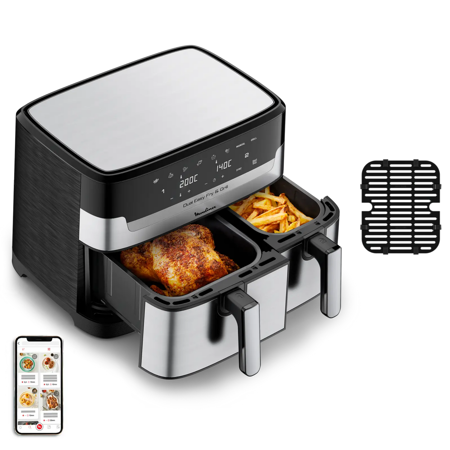 MOULINEX FRITEUSE DUAL EASY FRY&GRILL SS WE EZ905D20